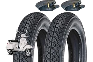 GSC RICAMBI SRL Coppia 2 Pneumatici 100/90-10 + 2 CAMERE d'Aria per Piaggio Vespa VESPONE - Ape 50 GOMME COPERTONI Disegno M I C H E L I N