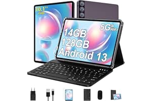 ZIOVO 2024 Tablet 10 Pulgadas Android 13 Tablets con 14GB RAM + 128GB ROM(1TB TF), 8 Cores 2.0GHz, 5G+2.4G WiFi, 8000mAh, BT 5.0, 5+8MP, Certificada GMS, Widget, Tableta con Teclado + Ratón - Gris