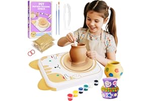 ERRUM Pottery Wheel for Kids, Pottery Painting Kit Arts and Crafts Toys for Kids Aged 6-12, Pottery Kit with Air Dry Clays, Paints & Sculpting Tools, Gifts Toys for 6 7 8 9 10 11 12 Year Old Boys Girls
