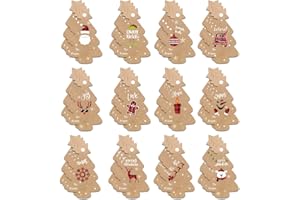 Homievar 48 PCS Christmas Tags Gift for Presents Kraft Paper Hang Labels with Red and Black Plaid Tree Shape DIY Craft Xmas Package Tag & 32 Feet Twine Rope Wrap