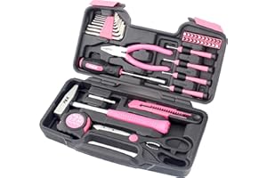 P&K 39 Pièce Boîte Cas Trousse à Outils Cas Cadeau Pink Rose'