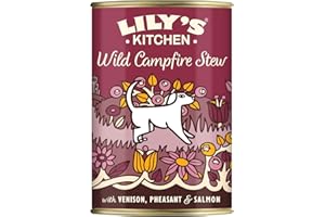 Lily's Kitchen Aliment humide naturel en boîte pour chiens adultes, Civet de chevreuil et faisan, recette sans céréales (6 x 400g Conserve)