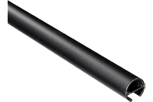 Gardinia Bastone per Tenda con Binario Interno Ø 16 mm Matte 120 cm, Nero Opaco