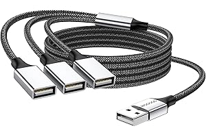 MOGOOD Kabel rozdzielający USB 3-portowy, rozdzielacz USB typu B 1 męski na 3 żeński adapter USB 2.0, przedłużacz do ładowania / transferu danych / laptopa / Mac