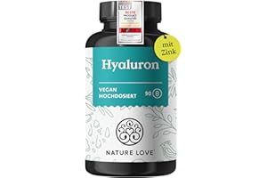 ‎NATURE LOVE NATURE LOVE® Hyaluron Kapseln mit Zink - Hochdosiert mit 500mg - für Haut, Haare & Nägel - 90 Hyaluronsäure Kapseln - Vegan, Laborgeprüft, ohne unerwünschte Zusätze & in Deutschland produziert