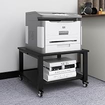 PUNCIA Meuble Imprimante 2 Niveaux 60x60x32,5cm - Chariot Mobile Avec Roulettes | Bureau, Maison - Blanc