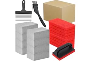 ‎AOZZY Grill-Reinigungsset für Blackstone, 19-teiliges, Flache Oberseite Grill-Reinigungsset mit Grillstein und Scheuerpads, Grillschaber und Griff, Einfach zu bedienendes Reinigungsset mit Flacher