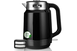 LEHMANN Czajnik elektryczny - 2 l, 2200 W - szybkie nagrzewanie - podwójna ścianka - obracana o 360° podstawa - stal nierdzewna - automatyczne wyłączanie - bez zawartości BPA - idealny dla rodzin i