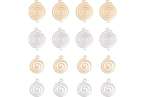 DICOSMETIC 16Pcs 4 Style Acier Inoxydable Rond Vortex Pendentif Spirale Vague Pendentif Liens Connecteurs Filigrane Charmes pour DIY Fabrication de Bijoux Artisanat