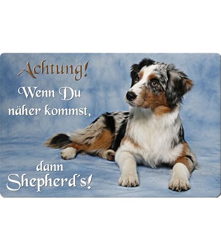 Warnschild 'Freilaufender Australian Shepherd' – 20x14 Cm Aluverbund, Wetterfest – Perfekt Für Tür, Zaun & Als Hundefan-Geschenk