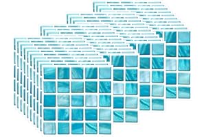 FBBULES 40PCS Tile Stickers, PVC Self-Adhesive On Tile Peel Stick Wallpaper Waterproof Wall Tiles Transfers Decor for Living Room Kitchen Mosaic Style Sky Blue (10 x 10cm / 4 x 4 inch)