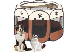 Lighterday Cucciolo Portatile che Corre,Box per Cane da Corsa Stabile Guscio Gatto Pieghevole,Cane Elastico in Tessuto Oxford Impermeabile,Cane Gabbia Per Gatto,Cane,Caneconiglio(Colore Caffè,S,8)
