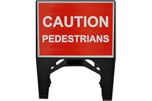 Street Solutions UK - 600 x 450mm Road Q-Sign 'Caution Pedestrians' - Plastic with Folding Leg