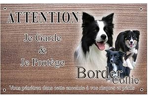 Pets-easy Panneau attention au Chien personnalisée Chien Border Collie - pré perforée et vis livrées. De 30 cm à 15 cm…