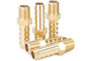 LTWFITTING Mässing Hullingförsedda Koppling/Kontakt 1/8-Inch Hane BSPT x 5/16-Inch(8mm st) Slang Hulling för Bränsle, Gas och