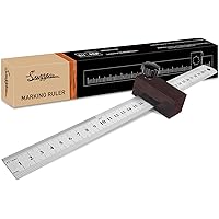 Suzzam Streichmaß Anschlaglineal [EG-1] 300mm Streichmaß mit Anschlag aus Hartes Ebenholz Linealanschlag Anreisswerkzeug…