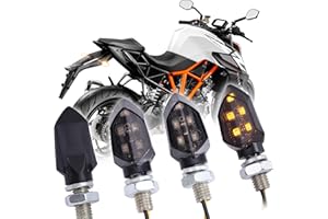 JMTBNO 4 Stück Mini LED Blinker Motorrad Wasserdicht Lampe E geprüft E-Prüfzeichen Smoked Microblinker Universal 12V für Motorrad Motocross Quad Roller Cruiser Off Road