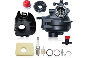 AUMEL Carburateur Kit 799583 pour Briggs & Stratton 300E 450E 500E 550EX Tondeuse avec Bougie d'Allumage Filtre à Air en Coton Cache Filtre à Air Filtre à Carburant Bulles d'huile Tuyau d'huile