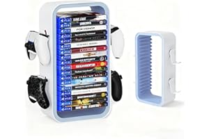 Wigmoa OYO-1 Torre di archiviazione per giochi PS5/Xbox Series S/X e Switch, organizer universale per dischi e controller, 18 pezzi