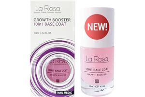 LA ROSA PRODUCTOS PROFESIONALES LaRosa Nail GROWTH BOOSTER 10-in-1, nails growth formula with Vitamin: E, C and F for delicate and weak nails - MAXIMUM NAIL GROWTH - BASE COAT 10 ml