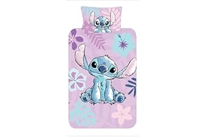 Disney Stitch Single Duvet Cover Set – Purple Reversible Bedding for Girls, Kids, Teens & Fans – Soft Polycotton, Easy Care, Includes Pillowcase – Official Cartoon Character Bed Linen (Single)