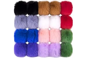 BQTQ 20 Piezas Pompones Artificial Piel Pompon Pompón de Imitación Pompón de Piel Sintética Bola Pompon para Gorros Bolsos Llaveros, 10 Colores