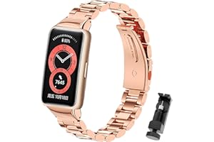 SenMore metalowy pasek kompatybilny z Huawei Band 6, pasek ze stali nierdzewnej do Huawei Band 6/Honor Band 6, zamiennik paska na nadgarstek