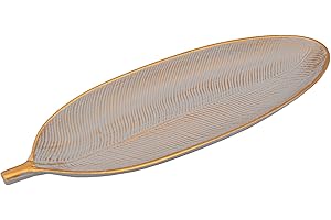 Diko.style® - Vassoi decorativi centrotavola decorativi | Vaciabolselli da corridoio | Decorazione soggiorno - Decorazione da pranzo | Stile foglia 40x15x2,5cm (grigio)