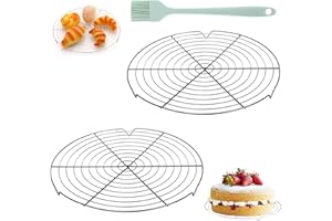Aarcyye Grilles de Refroidissement, 2 Pièces Aciers Inoxydables Grille Ronde à Gâteau, 30 cm Grille de Cuisson EnAciers Inoxydables, Support de Refroidissement Rond, pour Casserole, Four, Cuisine