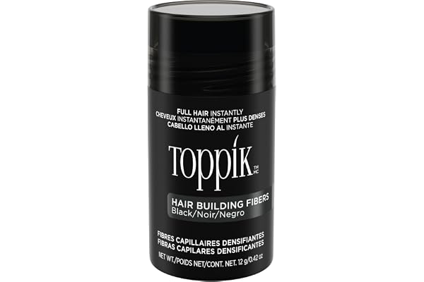 TOPPIK Fibres Capillaires Densifiantes à base de Kératine, Noir - Cheveux à l'Aspect Naturellement plus Epais – Pour densifier Racines, Ligne Frontale, Barbe, Calvitie