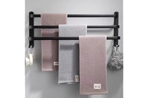 XDAILUYYDS Porte Serviette Salle de Bain, 3 étages Porte Serviette Murale, Porte Serviette sur Pied Accessoire Salle de Bain, Barres Porte-Serviettes Perforation ou Viscose 50 * 24 * 14.4cm (Noir)