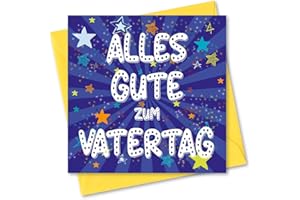 Absolutely Yours Vatertagskarte. Star Burst Design. Karte mit Umschlag. 150x150mm im zusammengeklappten Zustand.