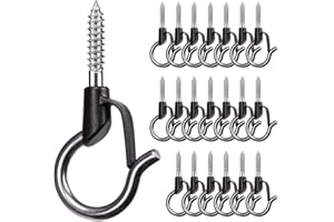 BeneLabel 20er Schraubhaken Lichterkette Hake Zum Einschrauben für Outdoor-Garten Hängende Pflanze, String Draht, Tassen, Küchenutensilien mit Sicherung, 4.8cm / 40lbs, Schwarz