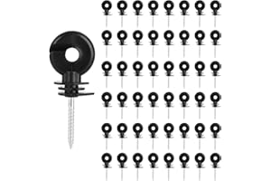 GBACHOOSE 100 Pcs Electric Fence Insulators, Electric Fencing Ring Insulators Screw In Short Screw Type Wire Mesh Ring Insulator, Electric Meadow Fence Post Accessory, Wooden Post Insulator for Rope Wir, Strand