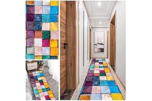 ‎BAYUE BAYUE Teppich Läufer Flur, Küchenteppich Waschbar rutschfest Läufer Flur Bunt Lange Vintage Kücheläufer Flur Teppich für Wohnzimmer Büro Schlafzimmer Esszimmer Korridor 60 x 100 cm
