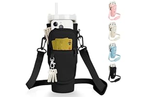 AYESY Bolsa para Stanley Cup, 1,2 l/40oz Bolsa Porta Botella de Agua para Stanley Tumbler, Funda Termica Botella Agua con Correa de Hombro Ajustable y Mosquetón para Viajes, Camping, Ciclismo-Negro