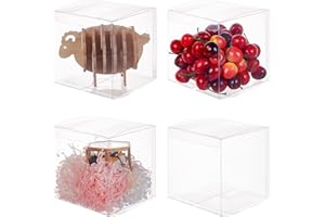 BENECREAT 10 Pack Scatole Pieghevoli Scatola in Plastica 12x12x12cm Contenitore Regalo Trasparente Contenitore in Cioccolato Dolce per la Festa di Compleanno di Nozze