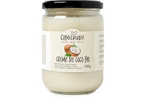 CIBO CRUDO CRUDO BIOLOGICO VEGAN Creme de Coco bio - 500ml. Beurre de noix de coco biologique extrait à froid sans sucre. Idéal pour la cuisine végétalienne, les bonbons à la noix de coco et les gâteaux