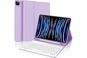 SENGBIRCH Custodia con Tastiera per iPad Pro 12,9" 6ª/5ª/4ª/3ª Generazione, Layout Italiano QWERTY Rimovibile Wireless Bluetooth Tastiera, Custodia con Portapenne Supporta Ricarica, Viola chiaro