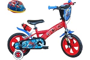 A.T.L.A.S. Bicicletta 12'' Spiderman dotata di 2 freni, piastra anteriore decorativa, parafanghi, carter e stabilizzatori. + Casco Spiderman incluso!