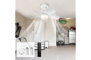 GEADI Ventilatore da Soffitto con Luce e Telecomando, LED Dimmerabile Lampadario con Ventilatore da Soffitto, Plafoniera con Ventilatore per Camera da Letto Attacco E27, 4 Velocità, 45 cm Bianco