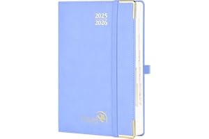 POPRUN Agenda 2025 2026 Giornaliera A5, Planner 12 Mesi 21,5 x 14,5 cm da Ago.2025 a Lug.2026, 1 Giorno 1 Pagina da Lun a Dom, Copertina Rigida, Carta Spessa da 80 GSM, Blu Fiordaliso