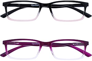 OPULIZE SEE Lunettes de lecture anti-lumière bleue pour hommes et femmes, verres anti-reflets, protection UV, rectangulaires