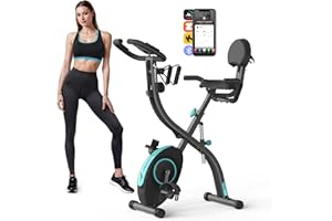 MERACH Multifunctional Foldable Exercise Bike - Exclusive APP for Customizable Plans, 16-Level Magnetic Resistance Folding Stationary Exercise Bike, 300lbs Capacity & Upgraded Comfort Seat Cushion
