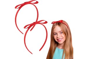Opopark 2 Pack Red Bow Hair Band, Vintage Headbands Knot Hair Band Hair Accessories for Women and Girls, Gift Hair Accessories for Children, Service Cosplay (Red)