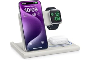 EXW Wireless Charger,3 in 1 Charging Station for iPhone 15/14/13Pro/12/11/XR/8, Fast Charger for Airpods Pro/3/2 and iWatch (Not Adapter,Grey)