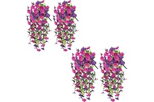 RYFPDML Artificial Hanging Flowers Outdoor, Fake Trailing Plants Morning Glory Decoration Artificial Fake Silk Hanging Plants Basket Spring Decor Garden Porch Wedding (A)