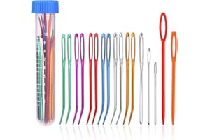 SUVSOON Yarn Needle Set, 17-Piece Bent Tip Tapestry Needles with Large Eye and Blunt Tips for Hand Sewing, Knitting, Crochet