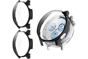 TINGYR 2-pak etui kompatybilne z Huawei Watch GT 5 46 mm, PC + szkło hartowane do ochrony ekranu, ochrona przed upadkiem, wszystko / włącznie etui do zegarka kompatybilne z Huawei Watch GT 5 46 mm.