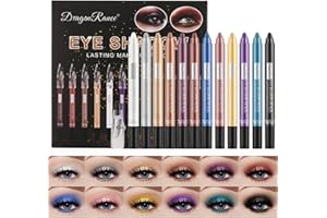 ‎SITOVELY Sitovely 12 Farben Wasserdicht Matte Lidschatten Stift Set mit Anspitzer, Metallic Lidschattenstift, Eyeshadow Stick, Pearl Glitter Lidschattenstift langanhaltend und Für Einfaches Auftragen